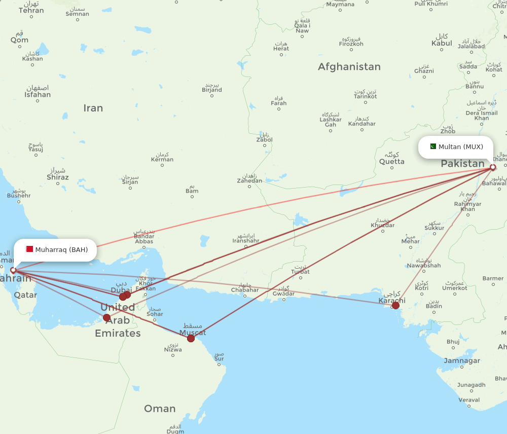 MUX-BAH flight routes