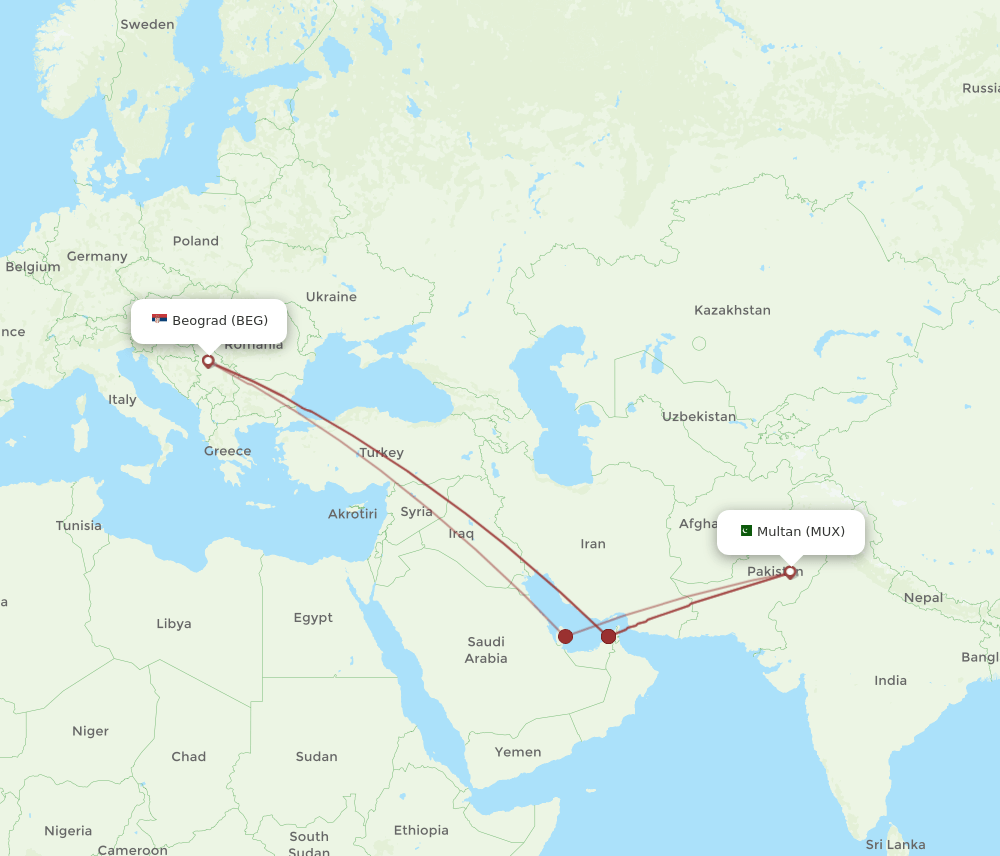 MUX-BEG flight routes