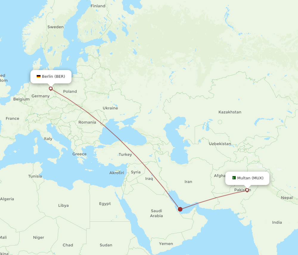 MUX to BER flights and routes map