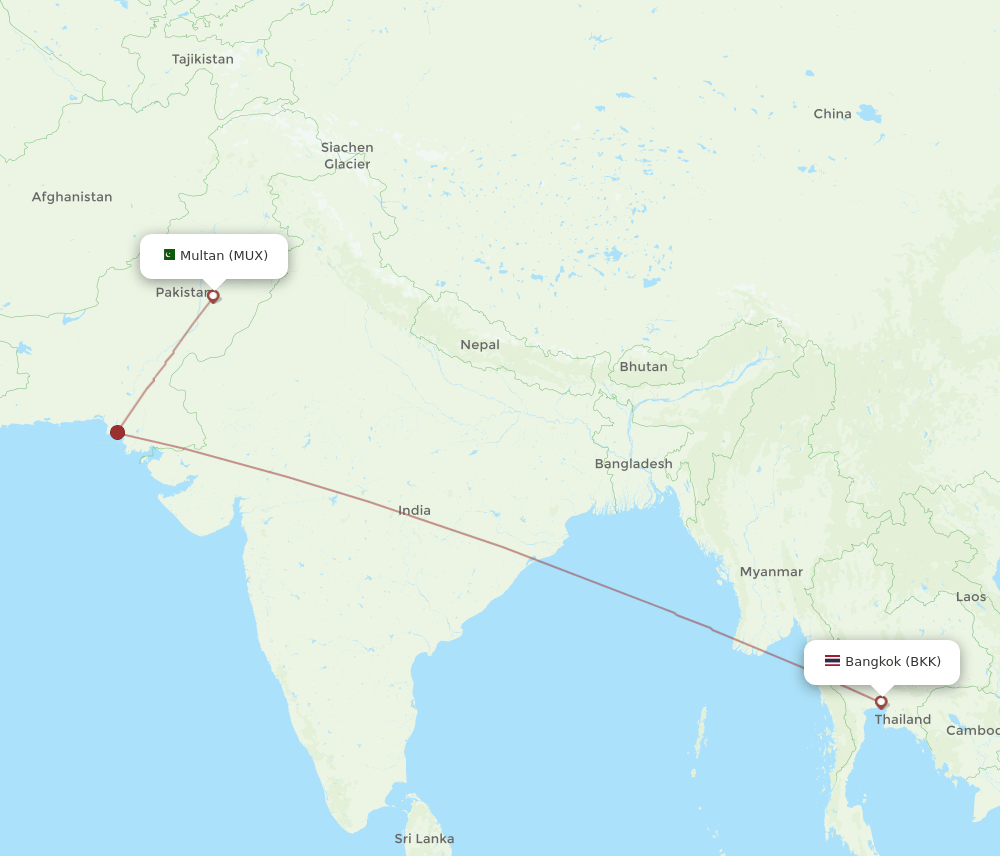 MUX-BKK flight routes
