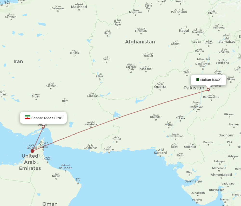 MUX-BND flight routes