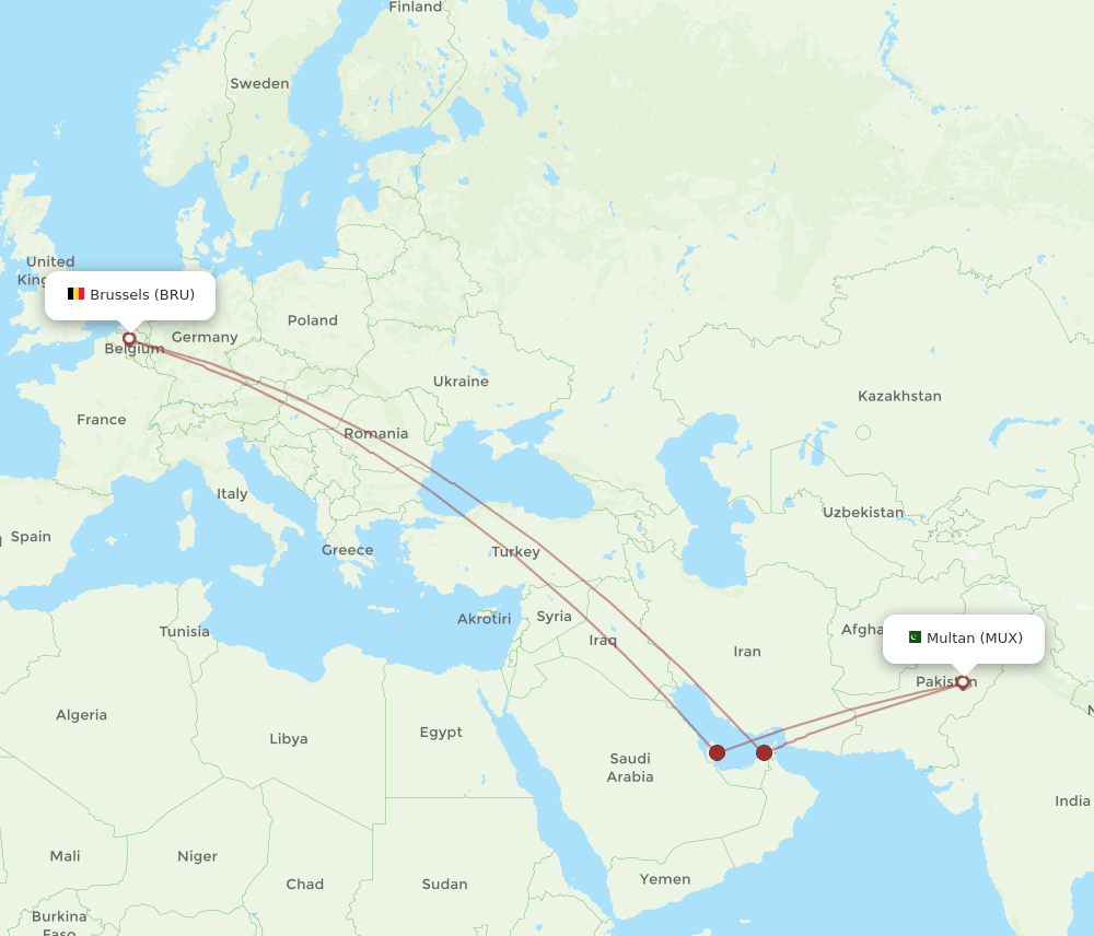 MUX-BRU flight routes