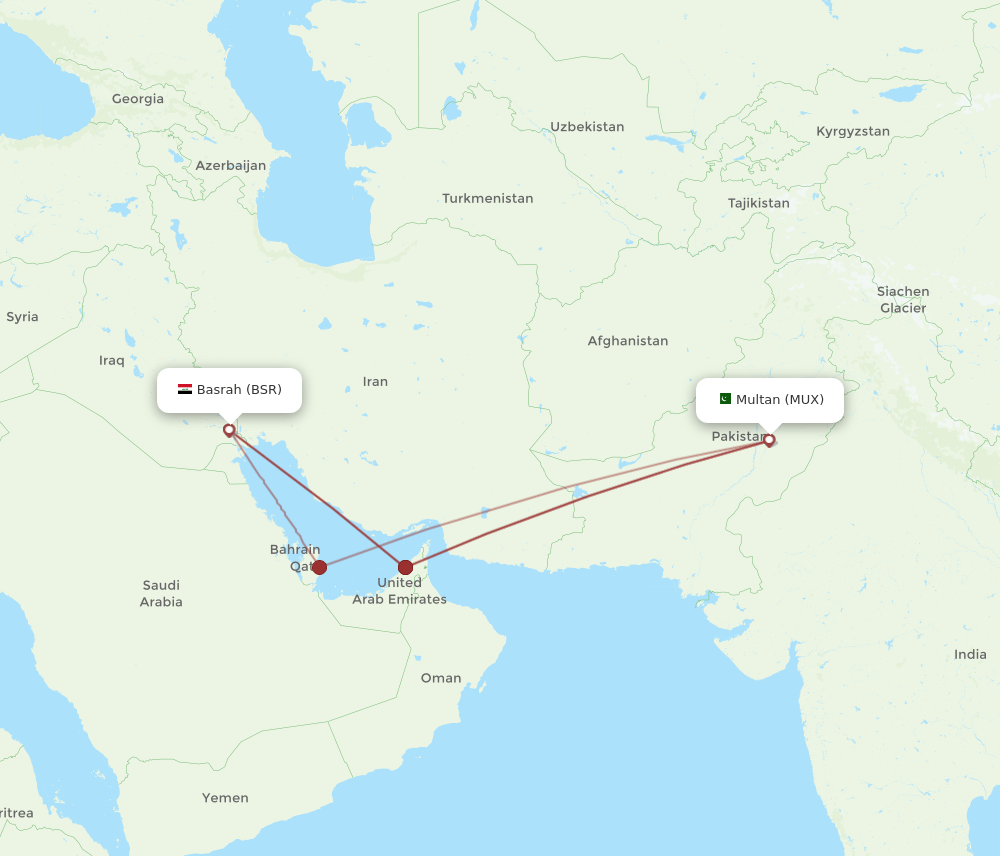 MUX-BSR flight routes