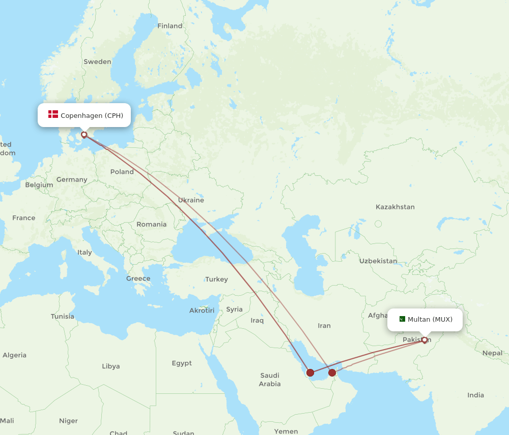 MUX-CPH flight routes