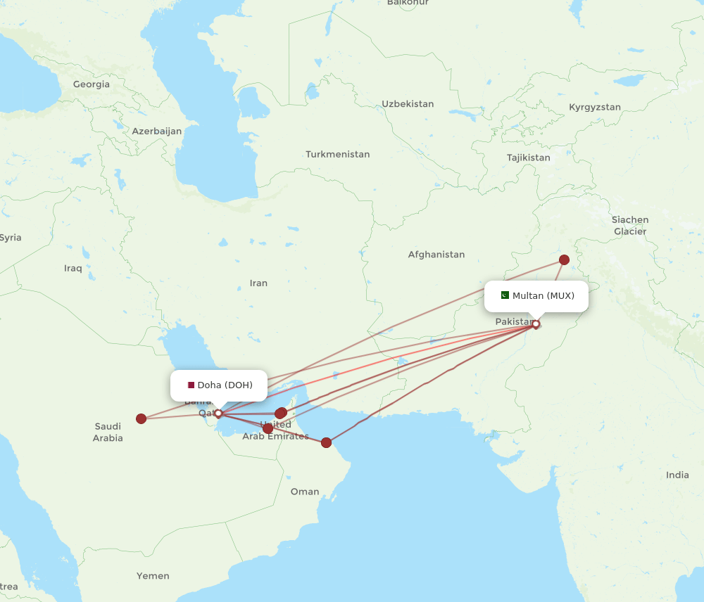 MUX-DOH flight routes