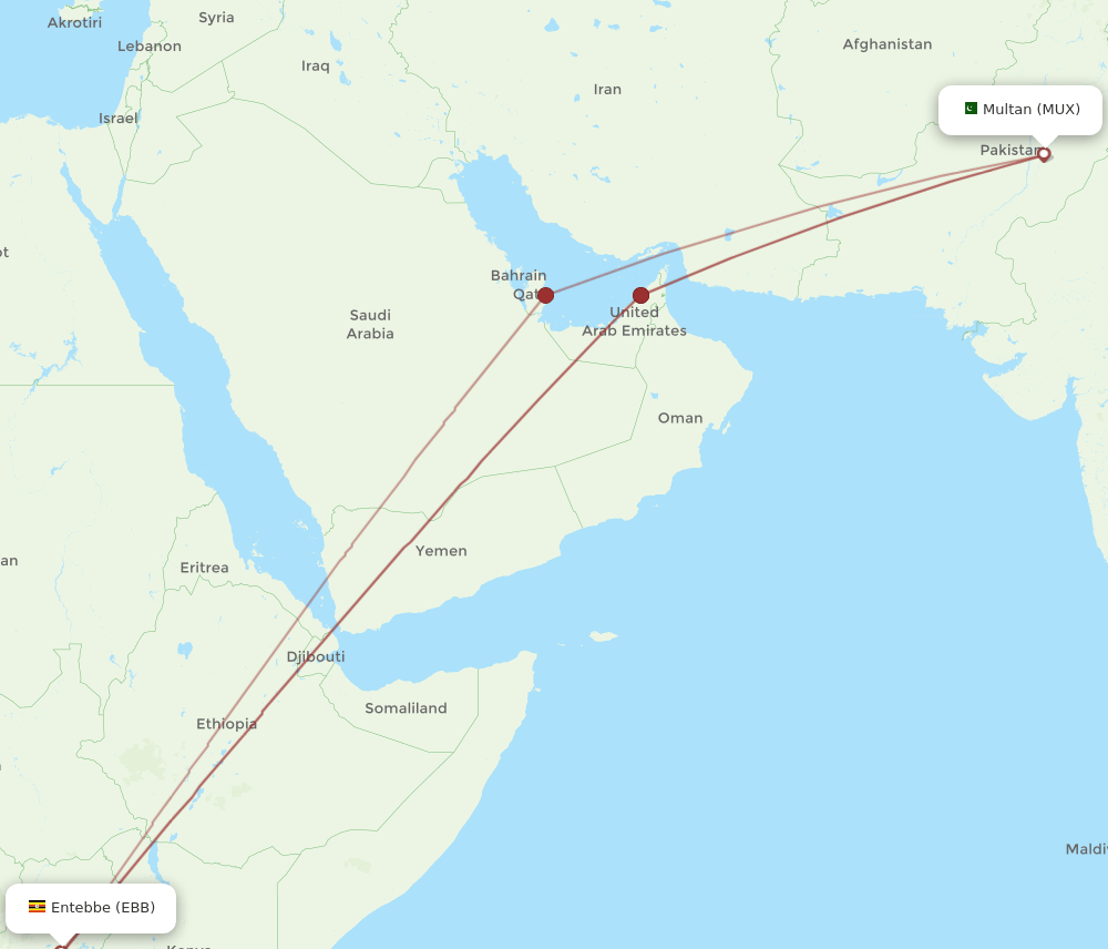 MUX to EBB flights and routes map