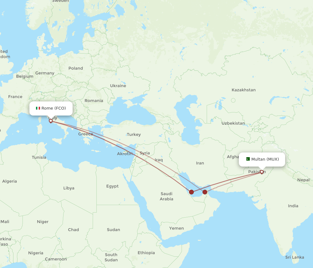 MUX-FCO flight routes