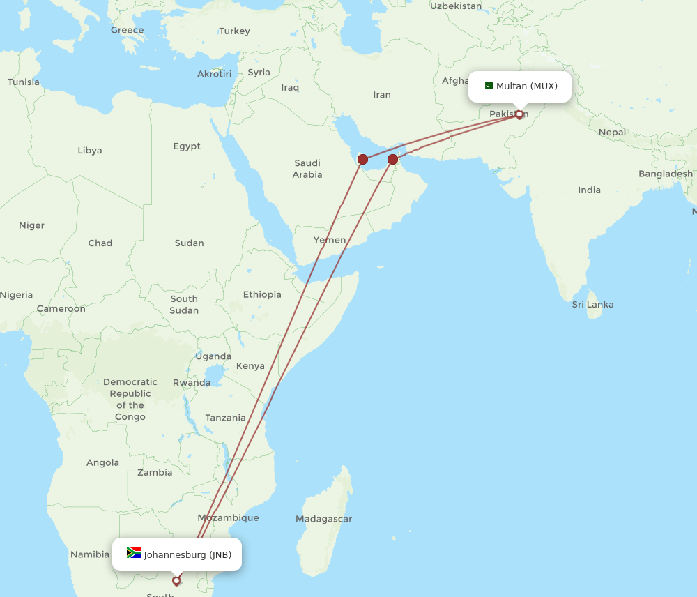 MUX-JNB flight routes
