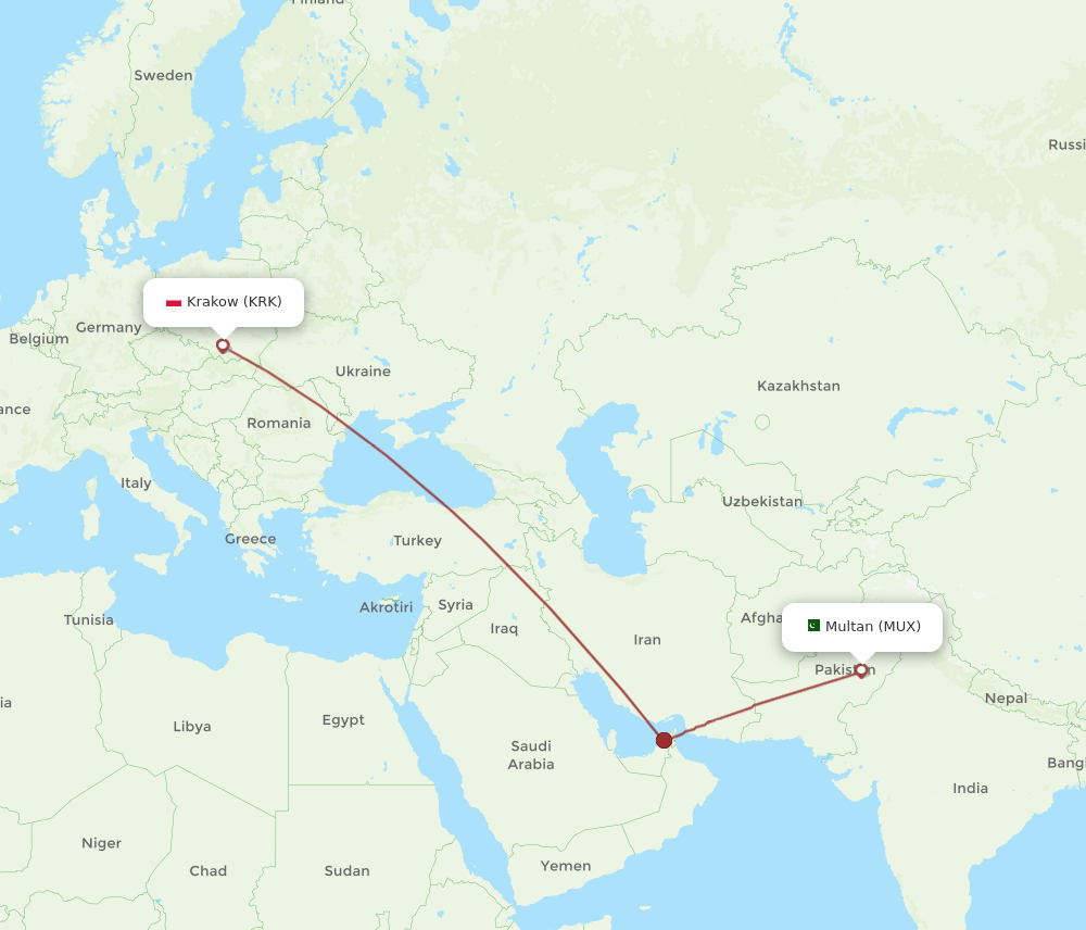 MUX-KRK flight routes