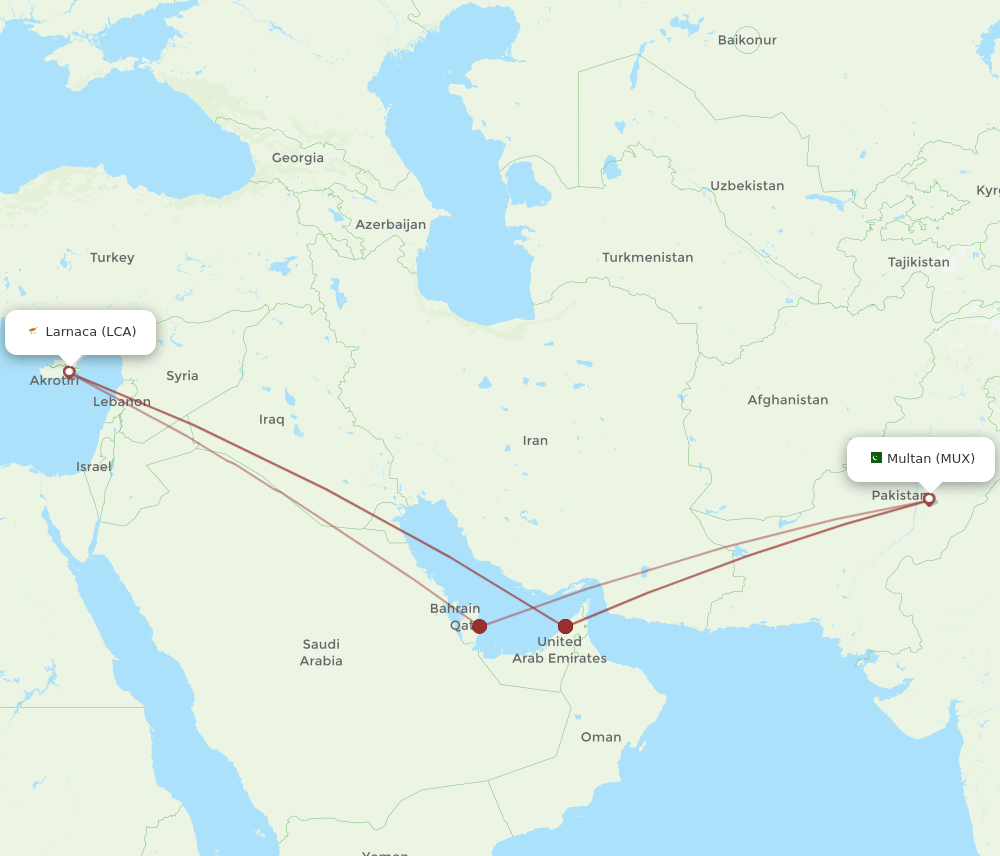 MUX-LCA flight routes