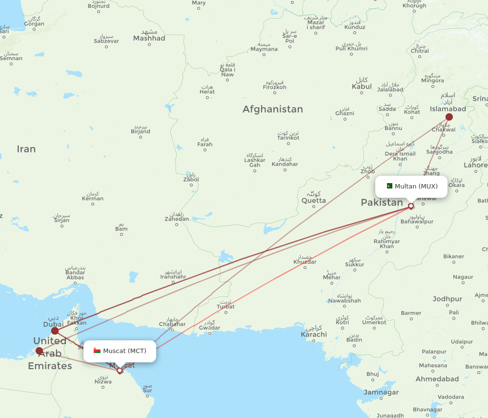 MUX-MCT flight routes