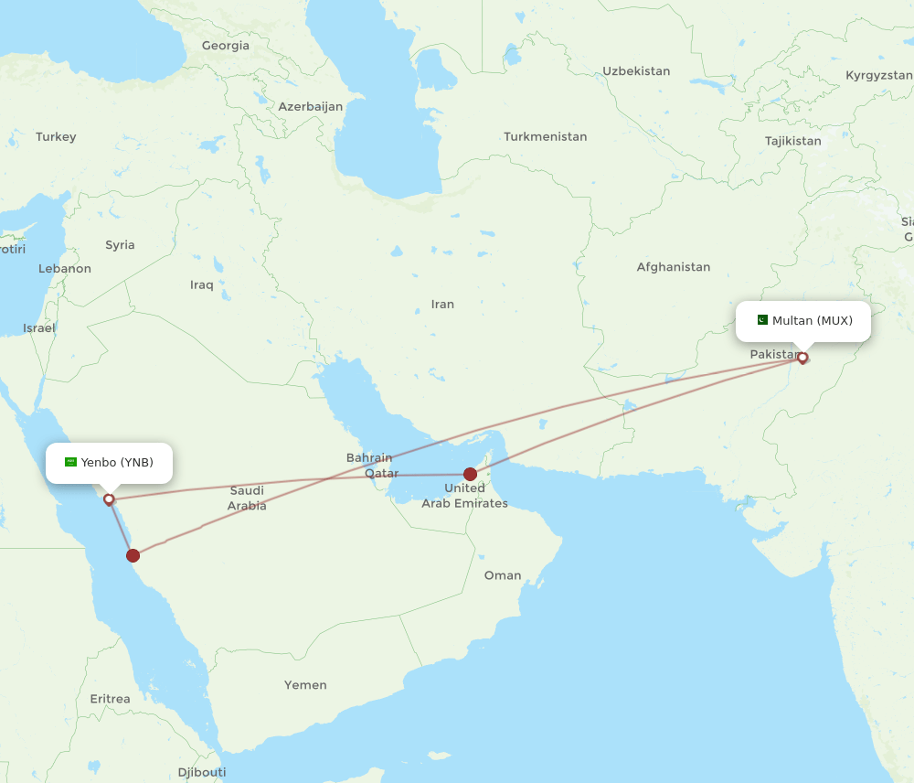 MUX-YNB flight routes
