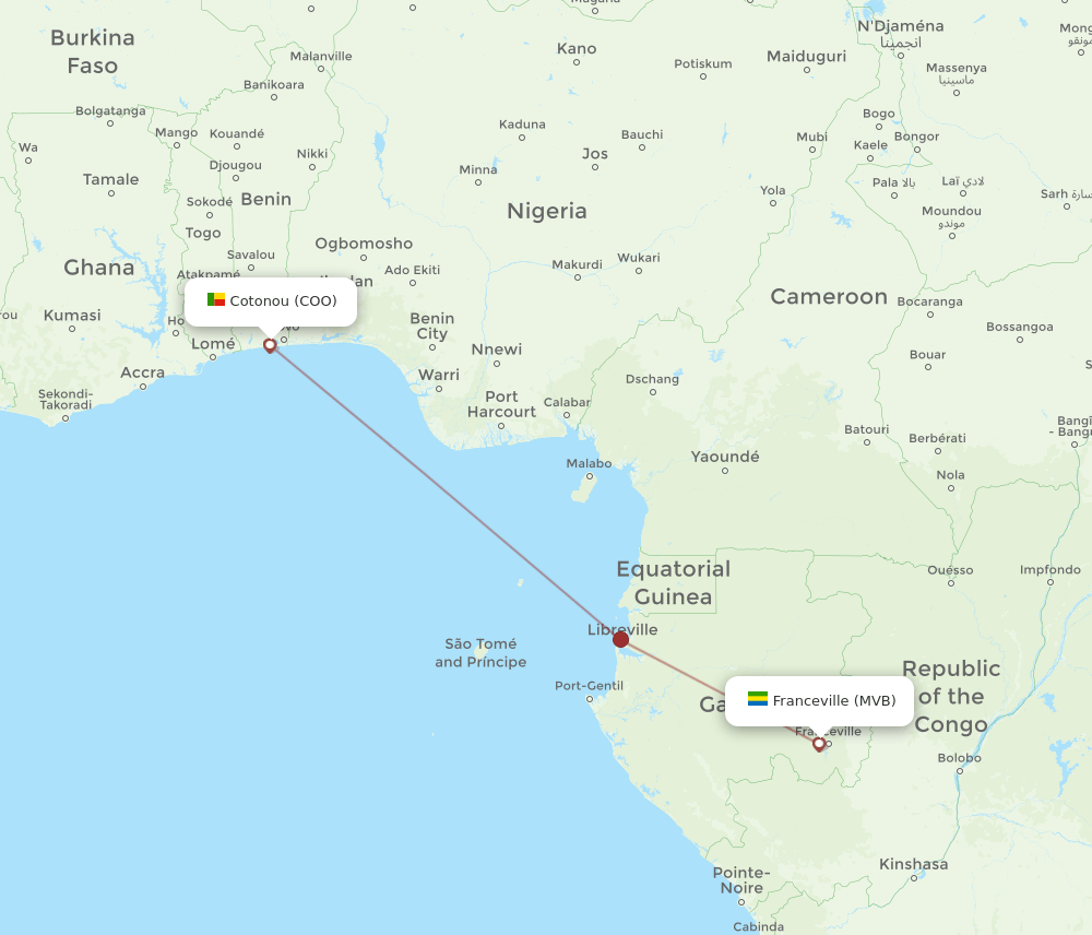 MVB to COO flights and routes map