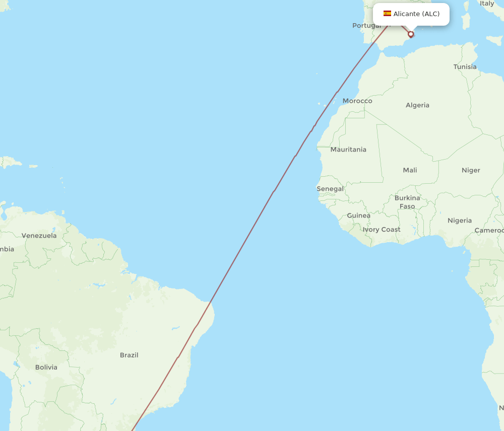 MVD to ALC flights and routes map