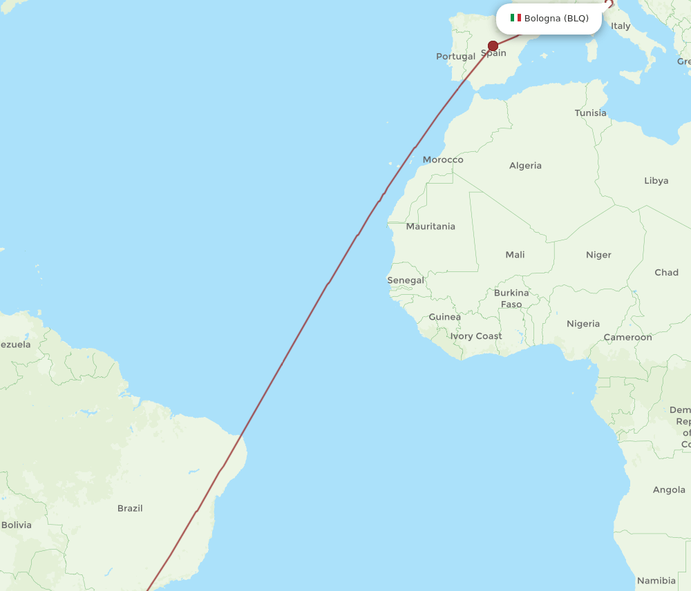 MVD to BLQ flights and routes map