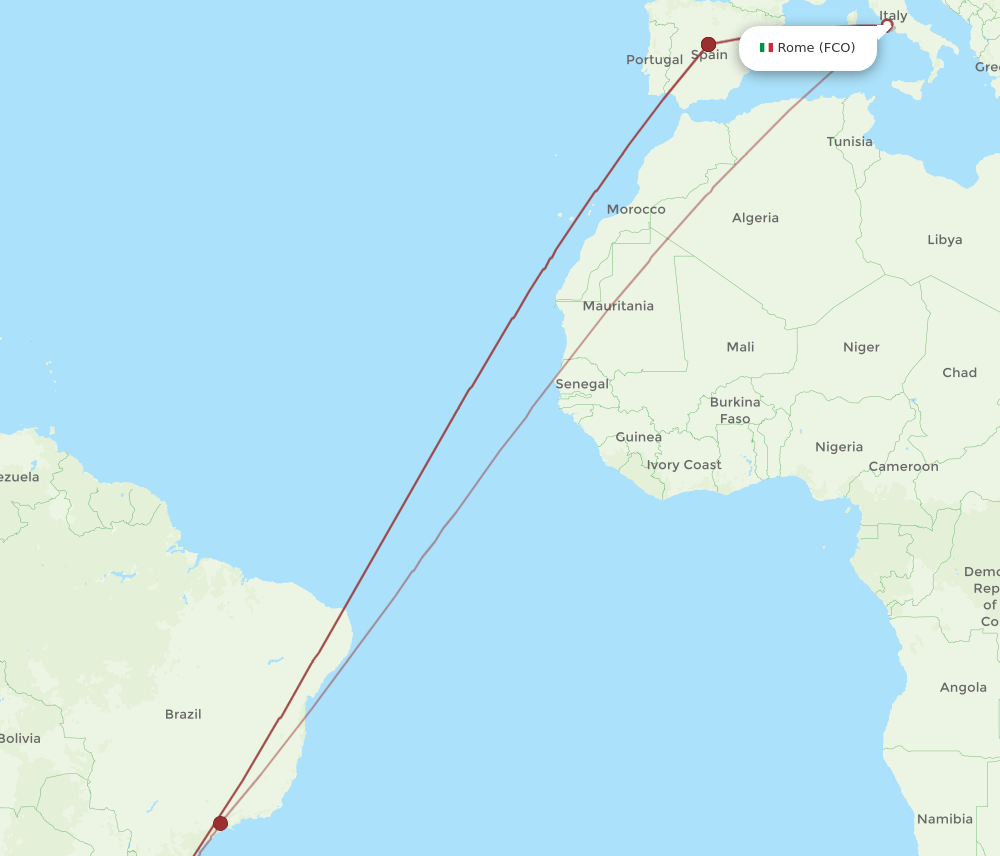 MVD-FCO flight routes