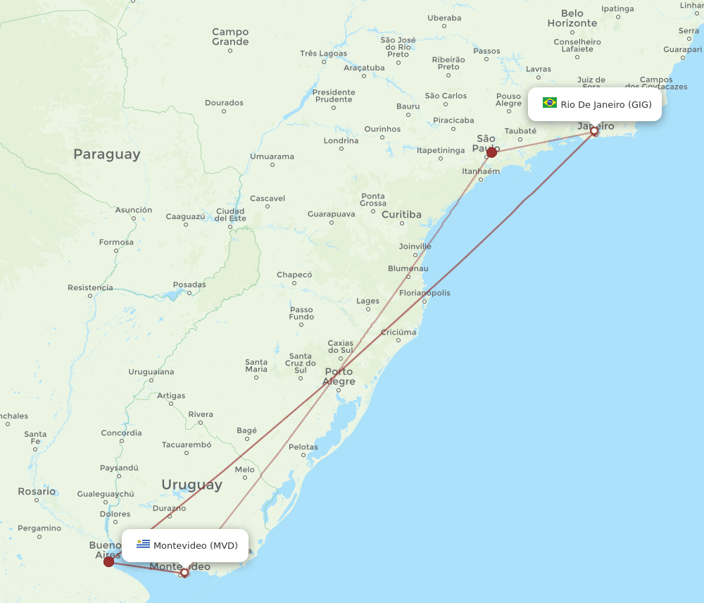 MVD-GIG flight routes