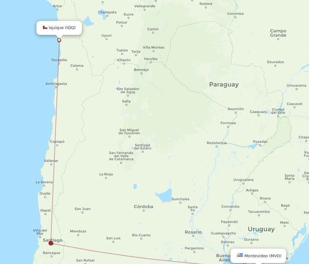 MVD-IQQ flight routes