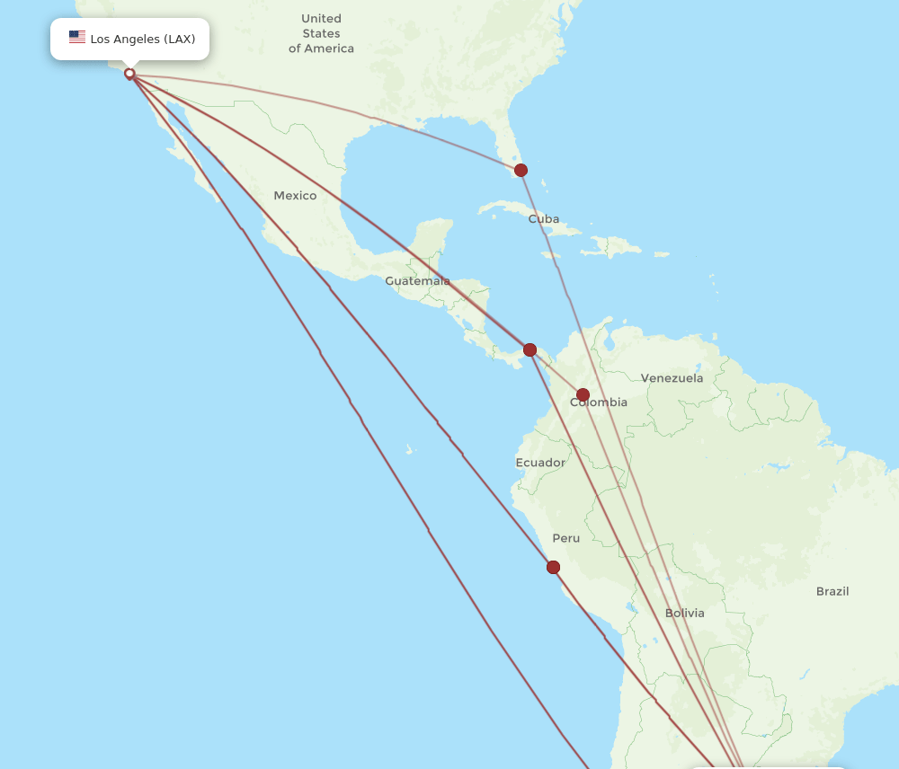 MVD-LAX flight routes