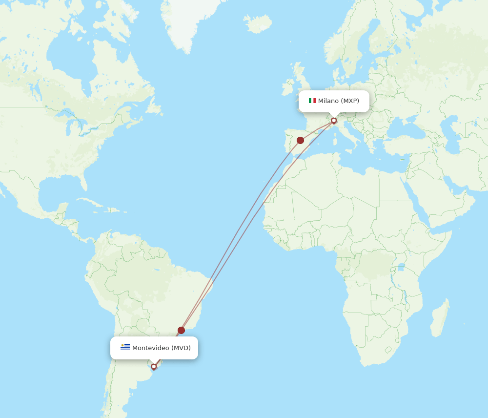 MVD-MXP flight routes
