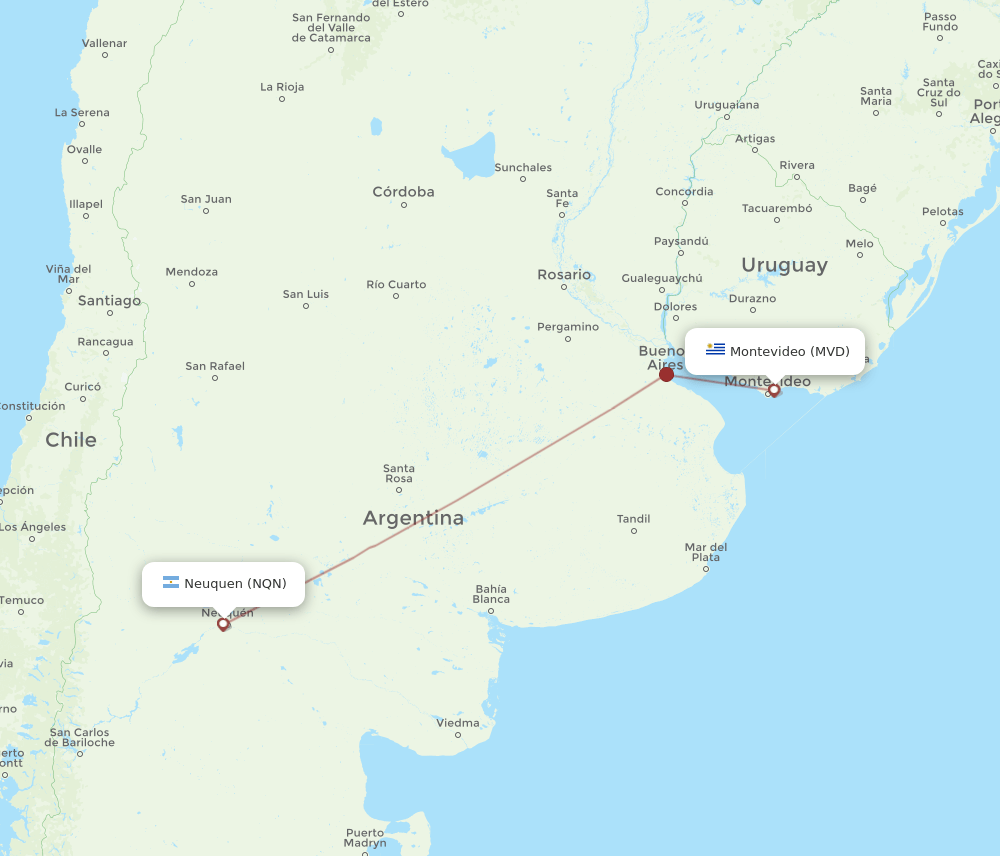 MVD to NQN flights and routes map