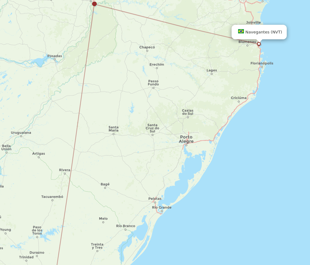 Navegantes - Montevideo route map and flight paths
