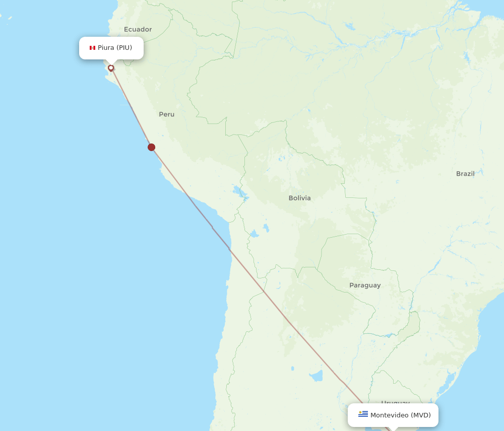 MVD to PIU flights and routes map