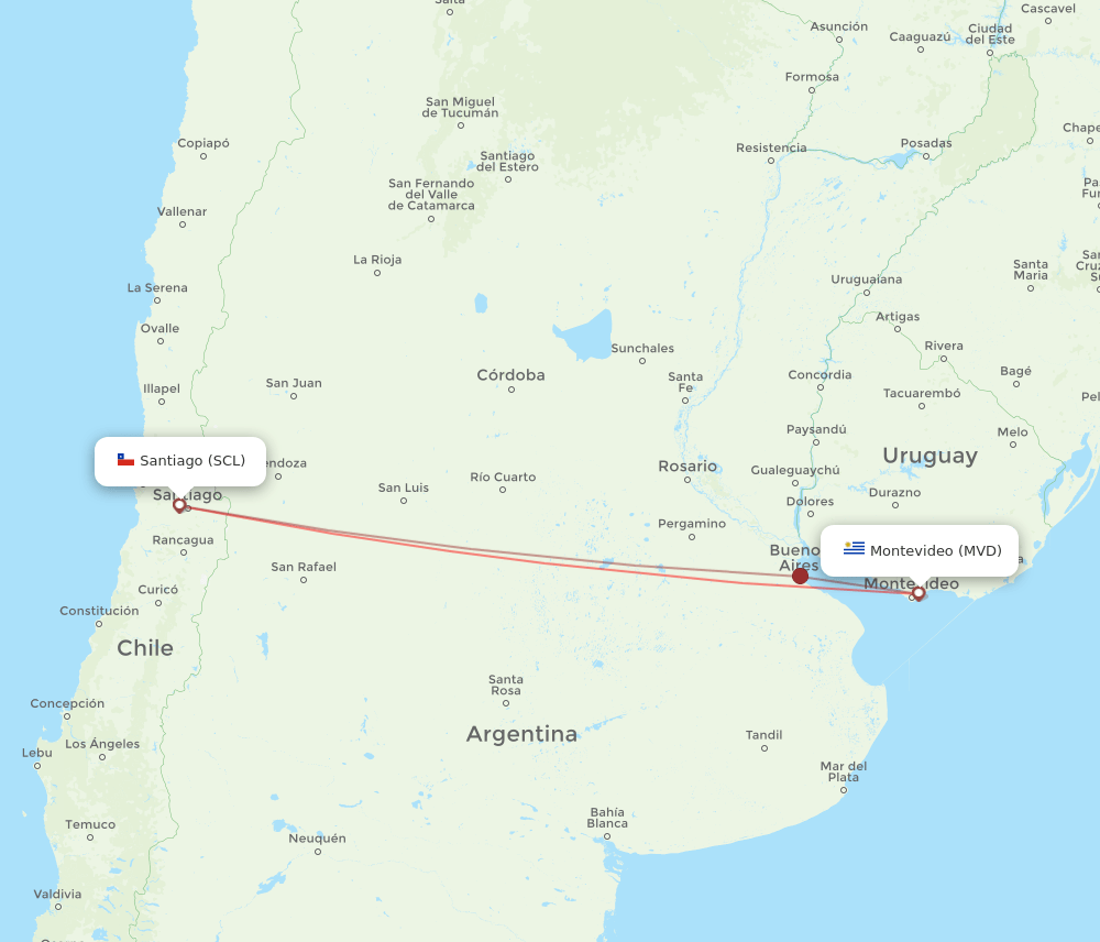 MVD-SCL flight routes