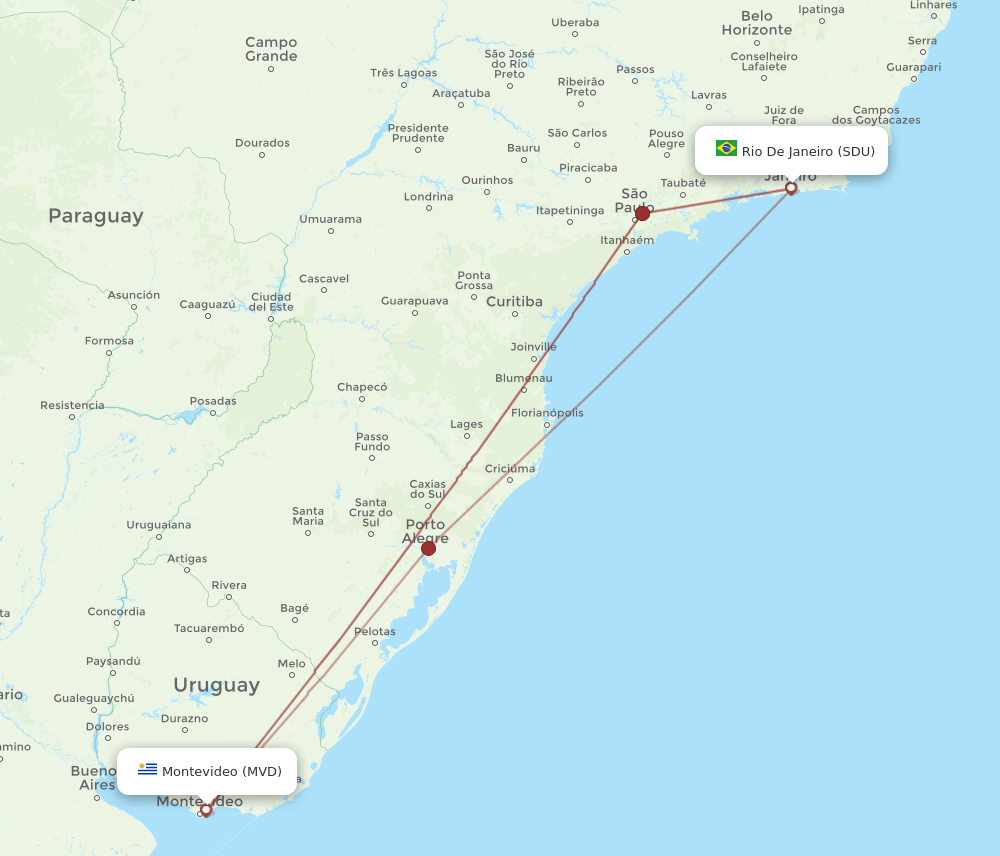 MVD-SDU flight routes