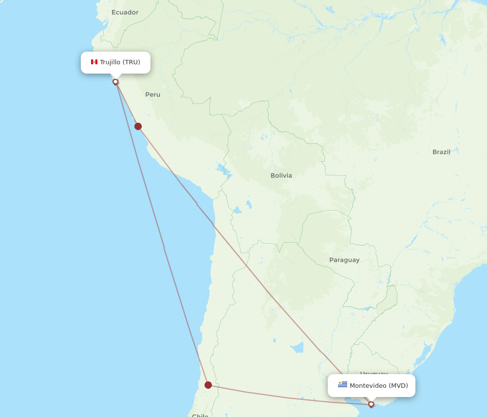 MVD to TRU flights and routes map