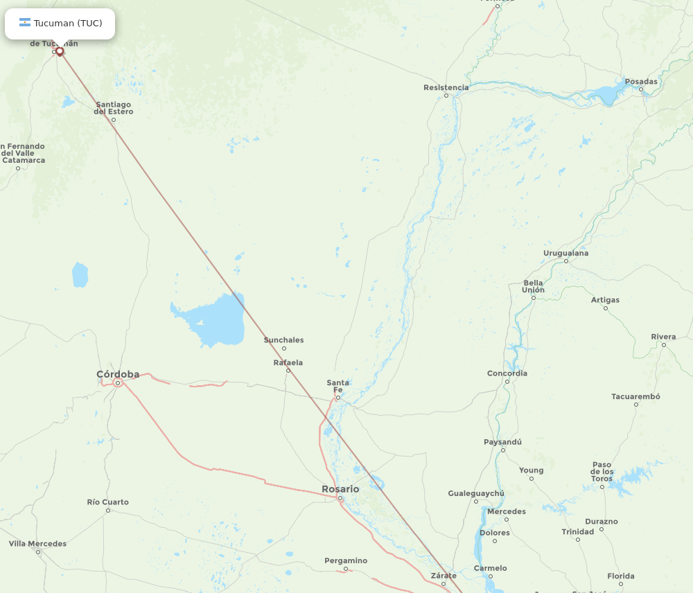 MVD-TUC flight routes