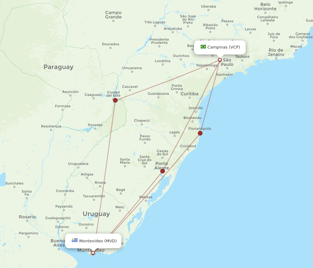 MVD-VCP flight routes