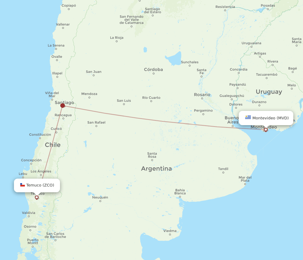 MVD-ZCO flight routes