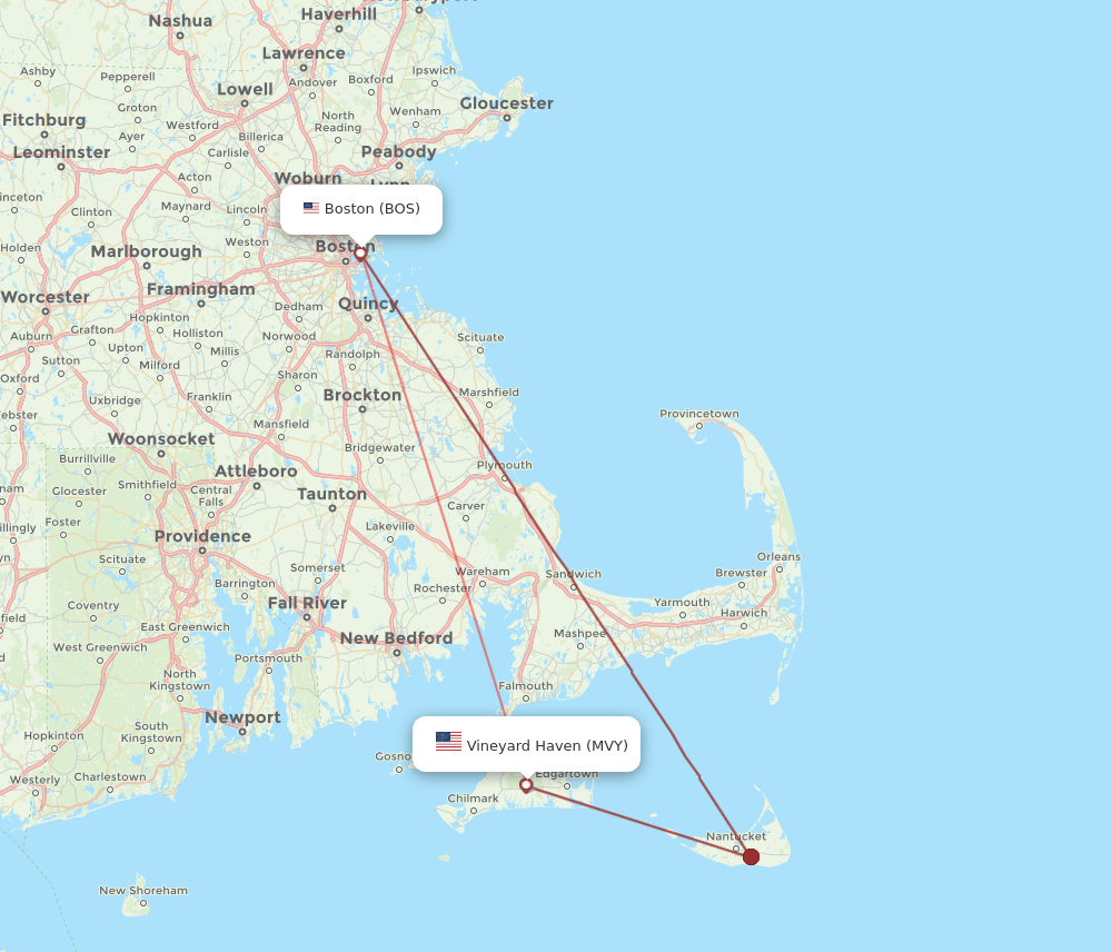 MVY-BOS flight routes