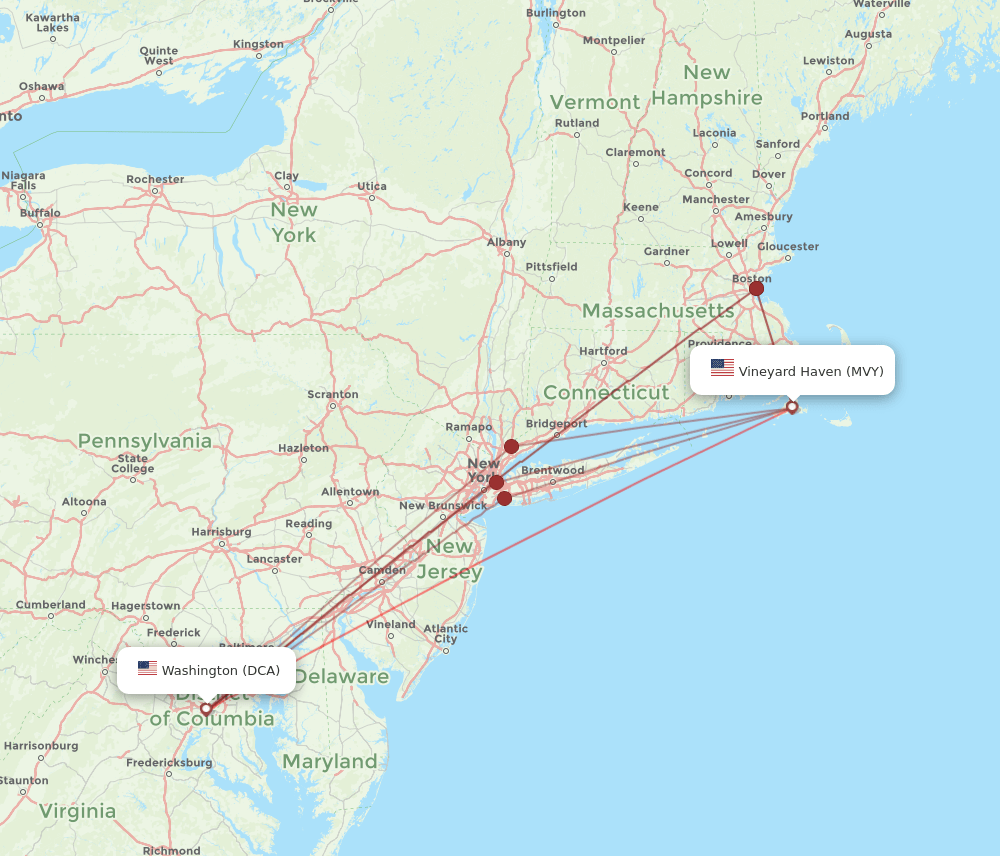 MVY-DCA flight routes