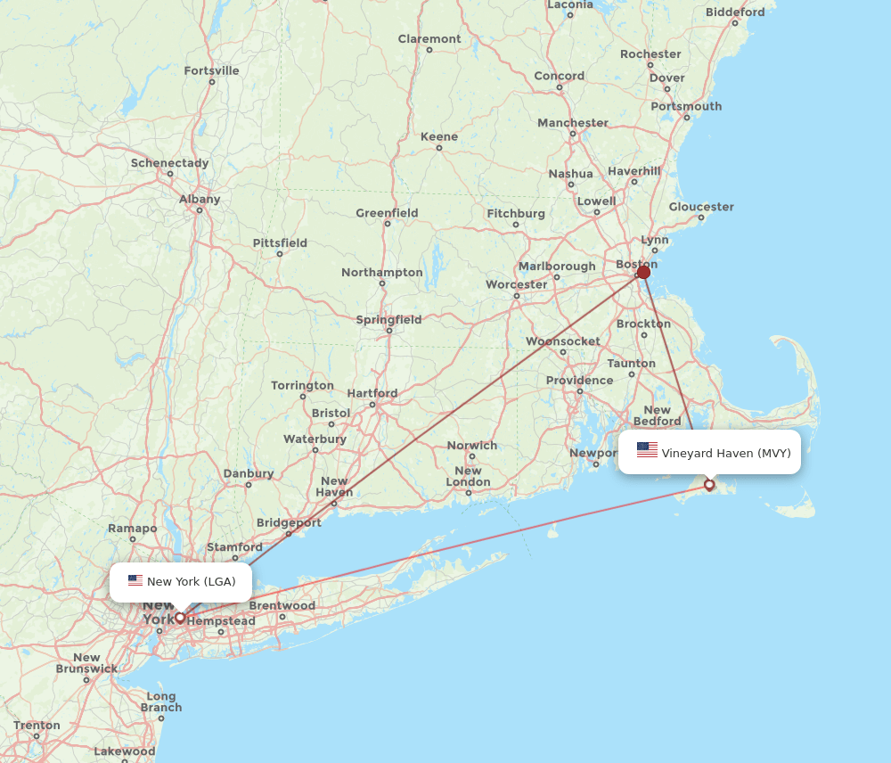 MVY-LGA flight routes