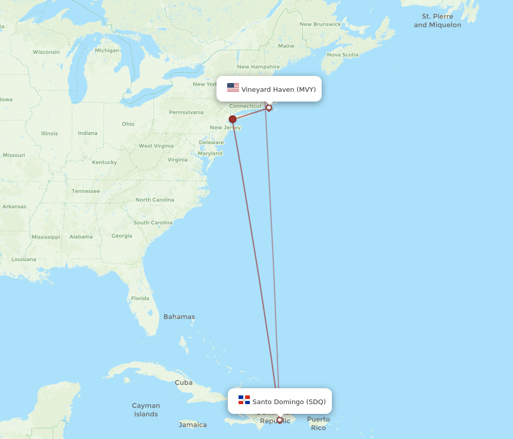 MVY to SDQ flights and routes map
