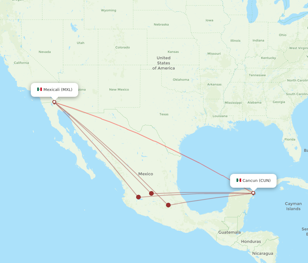 MXL-CUN flight routes