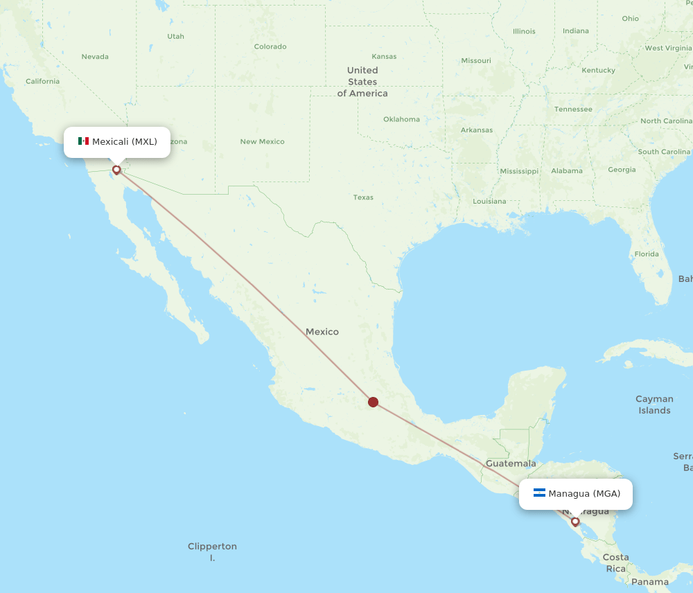 MXL-MGA flight routes