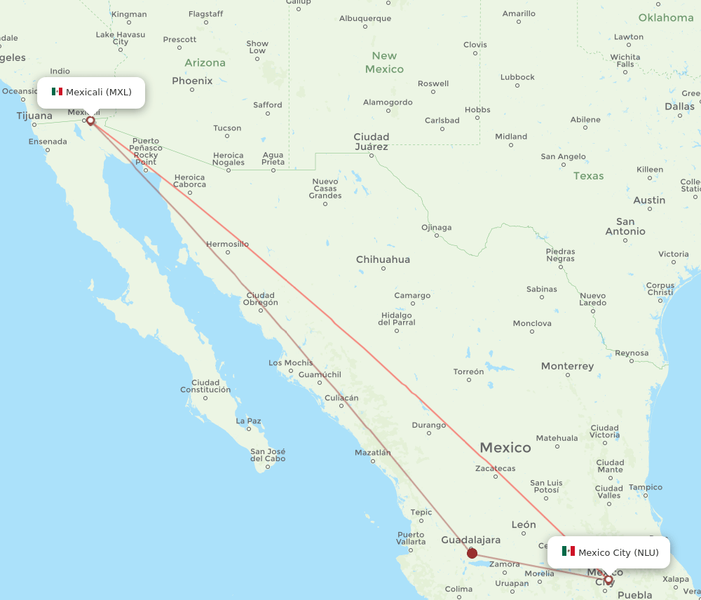 MXL-NLU flight routes