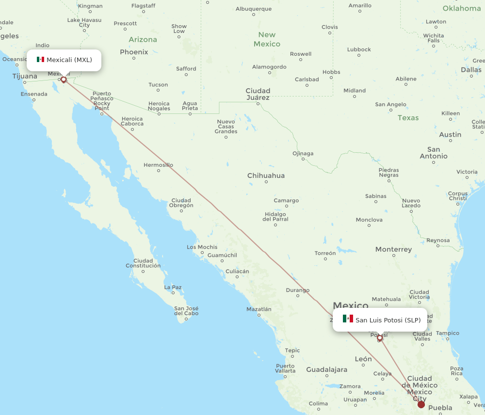 MXL-SLP flight routes