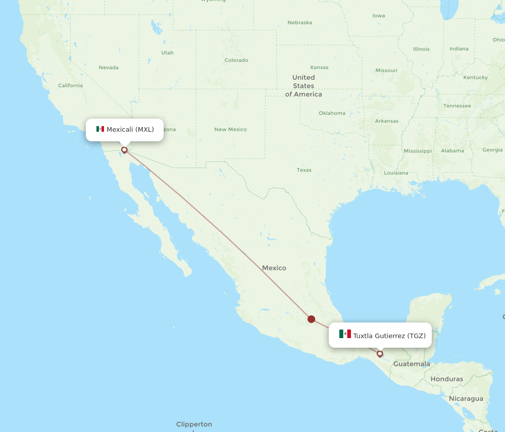 MXL to TGZ flights and routes map