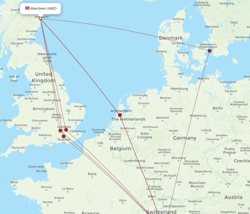 MXP to ABZ flights and routes map