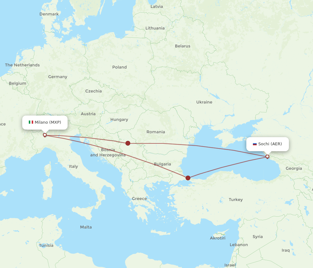 MXP-AER flight routes