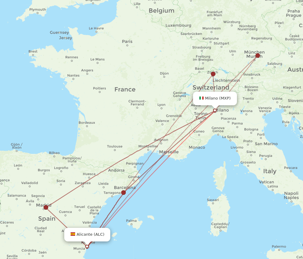 MXP-ALC flight routes