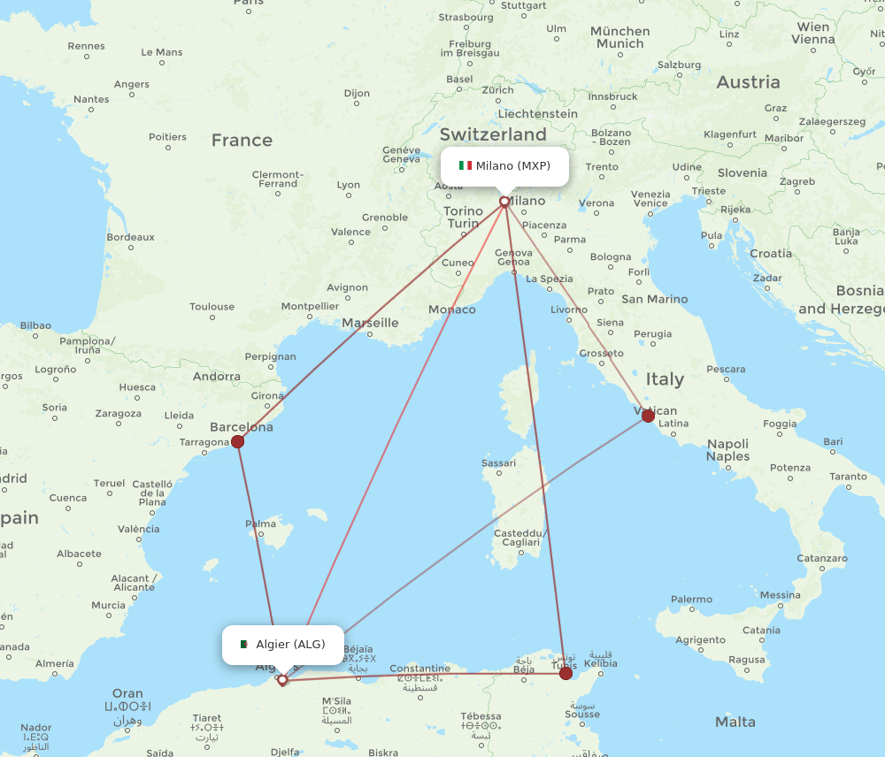 MXP-ALG flight routes