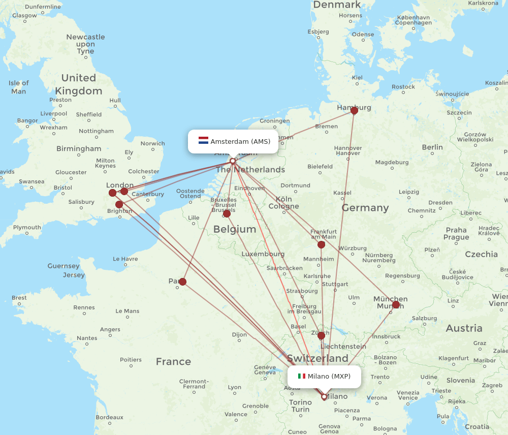 MXP-AMS flight routes