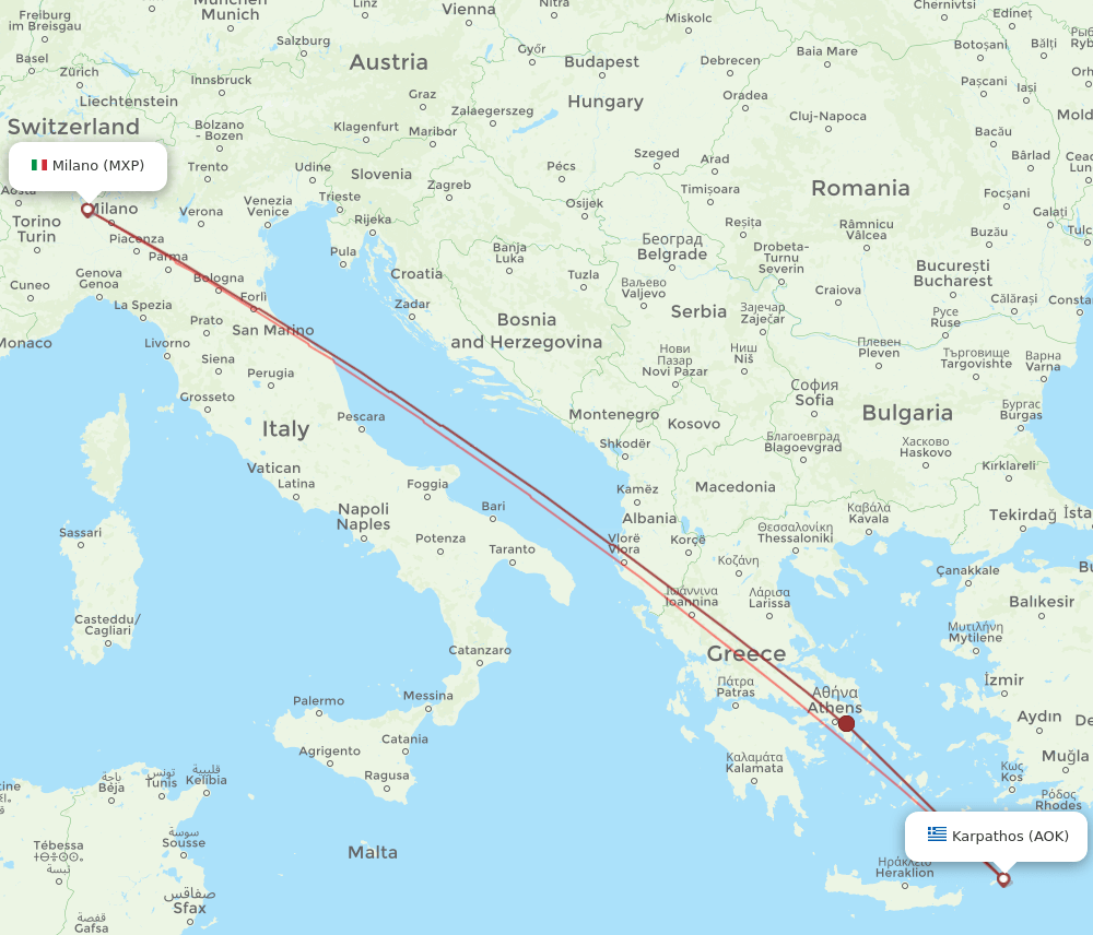 MXP-AOK flight routes