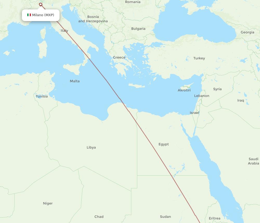 MXP to ASO flights and routes map