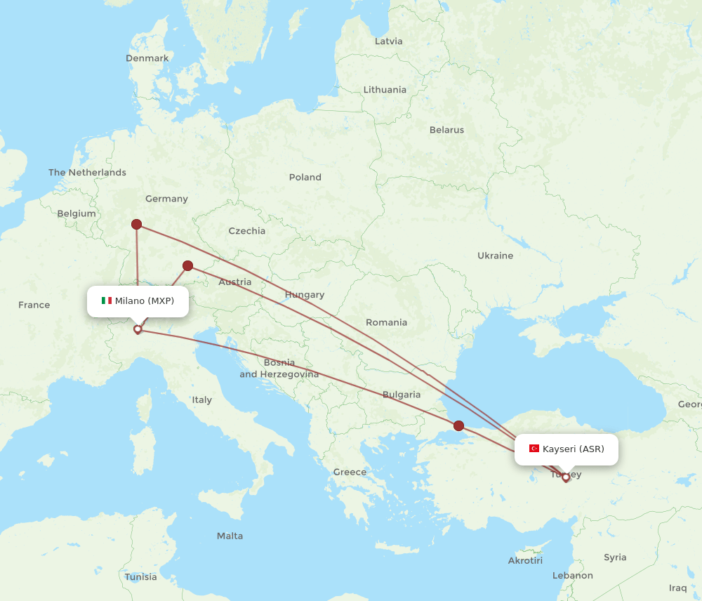 MXP-ASR flight routes